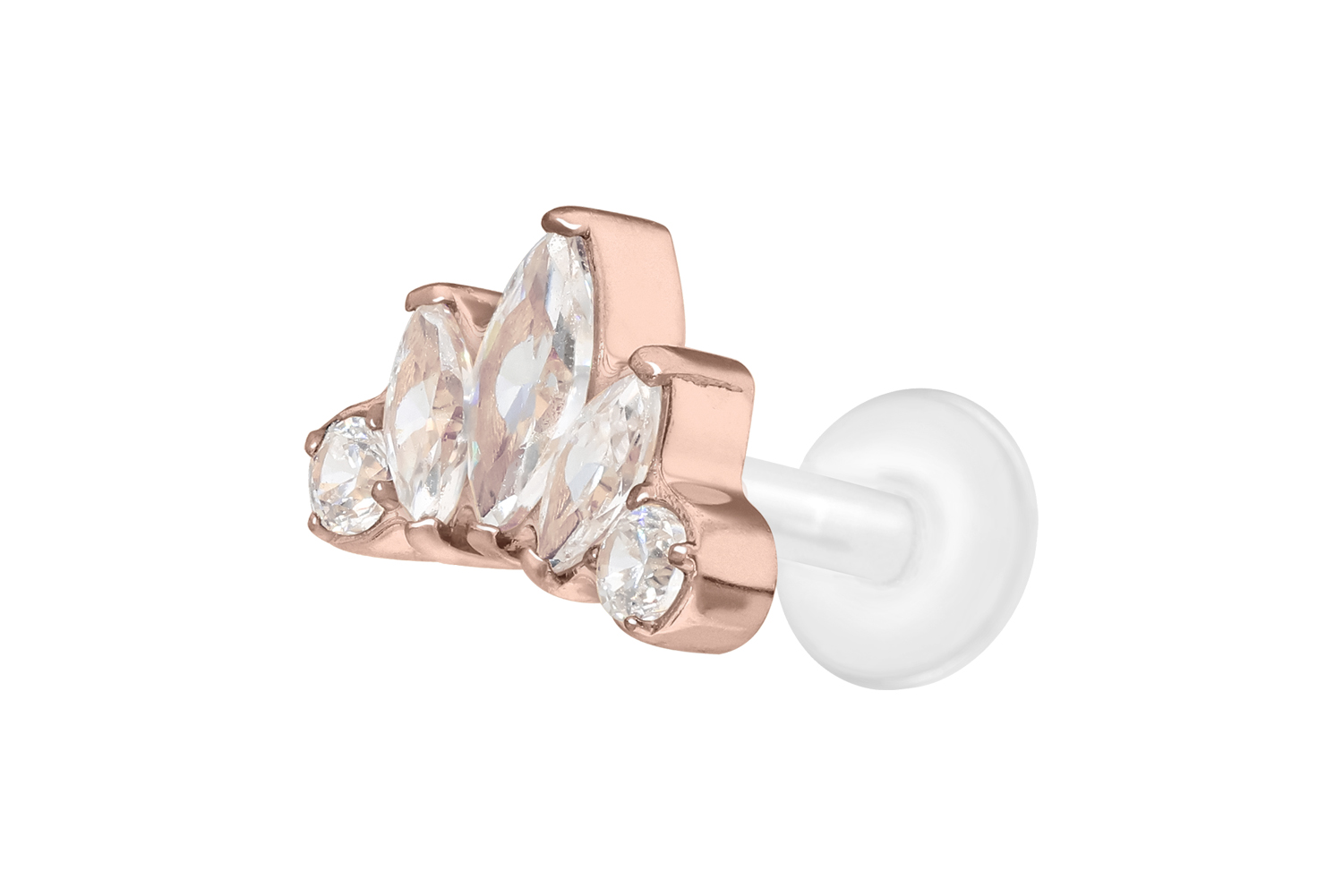 PTFE Labret Piercing mit Innengewinde + Titan-Aufsatz LOTUSBLÜTE